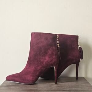 THINGS II COME Women's Bailee  High Heel Dress Booties Size 8.5 Wine NWT